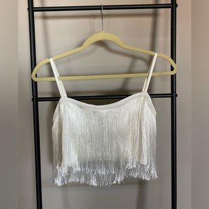 White Fringe Top